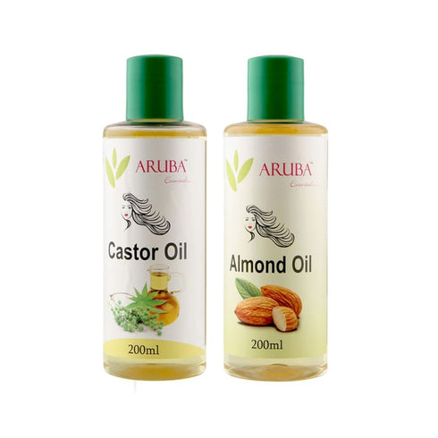 Aruba Essentials Combo Pack of Castor Oil 200ml & Almond Oil 200ml box of 1 Kit